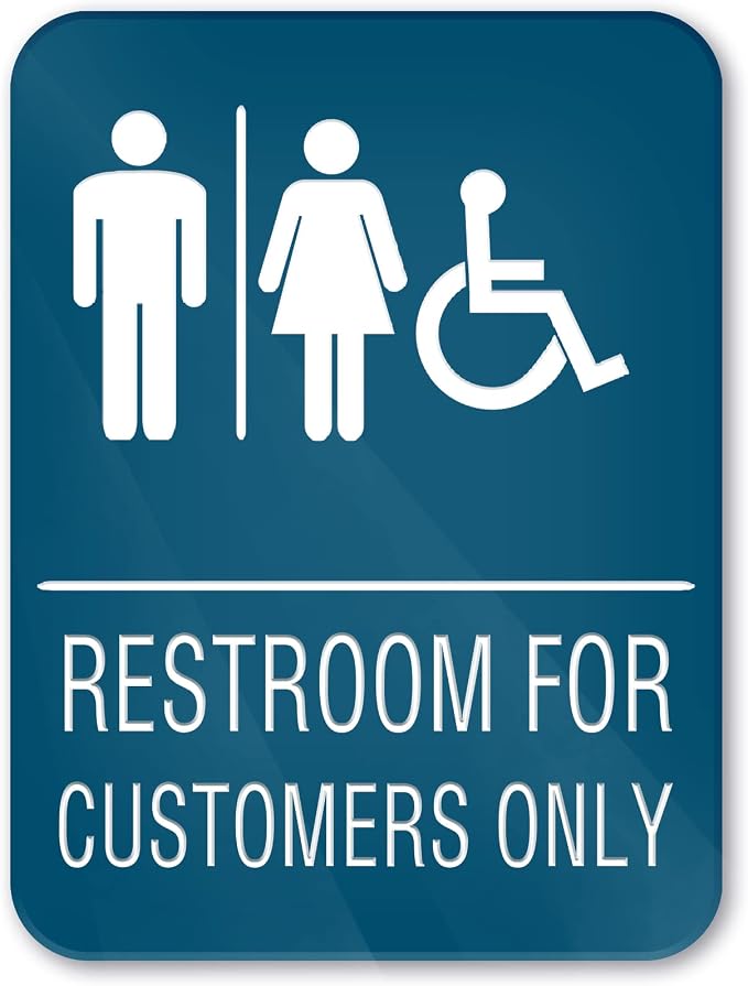 6x8 Inch Restrooms for Customer Only Sign Blue by ZonleeApex