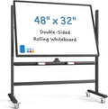 MaxGear Large Black Rolling Whiteboard on Wheels, Reversible Standing by MaxGear