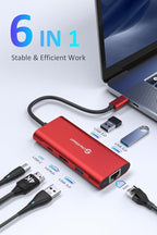 UtechSmart USB C Hub, Ethernet Multiport Adapter 6 in 1 USB C to HDMI Dock - Image 2