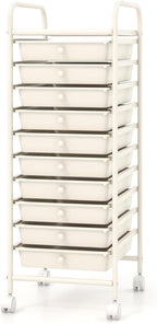 Giantex 10-Drawer Storage Cart w/Universal Wheel, Rolling Cart w/Handle - Image 9