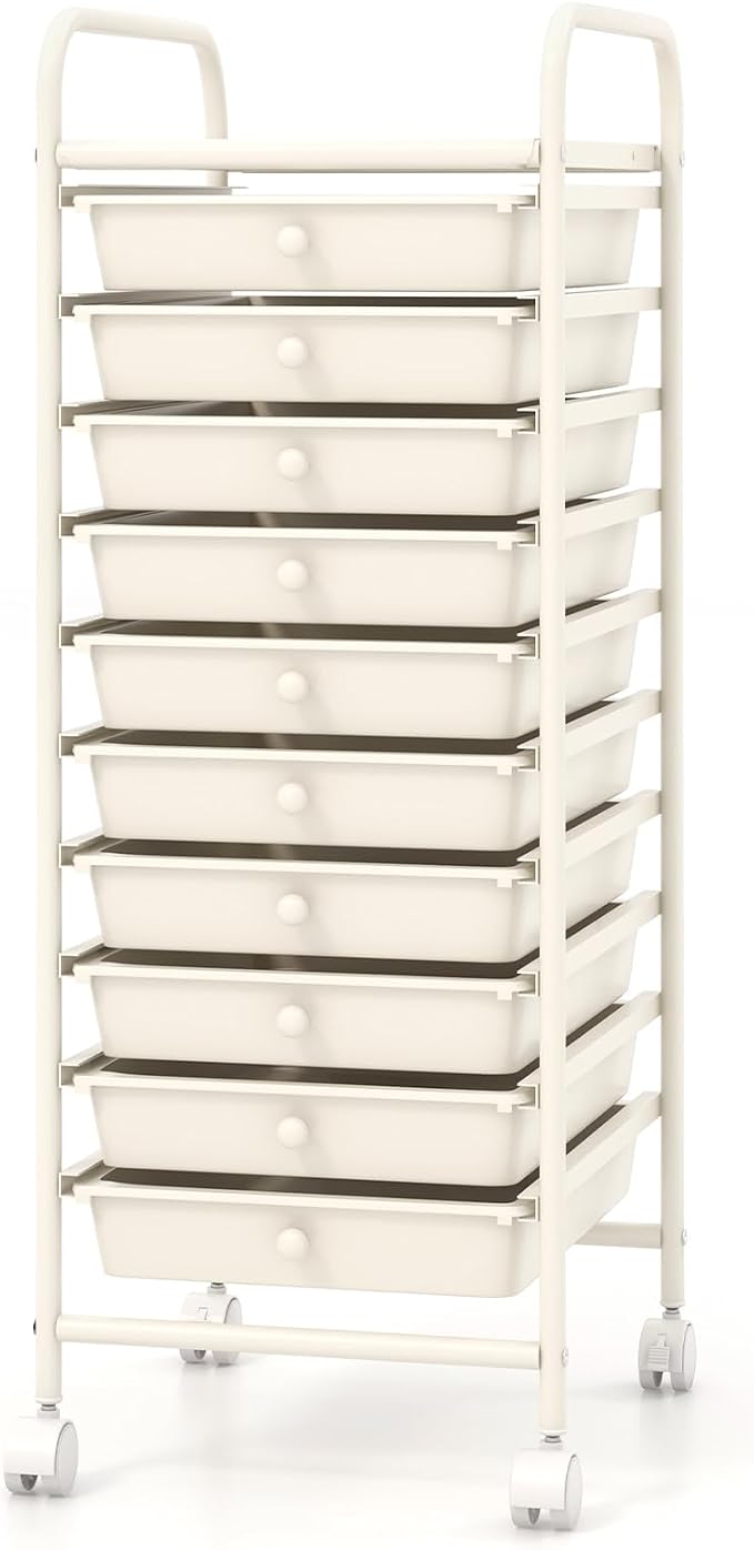 Giantex 10-Drawer Storage Cart w/Universal Wheel, Rolling Cart w/Handle - Image 9