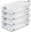 Sterilite 4-Pack Latching Box, Under Bed Storage Bins by Sterilite