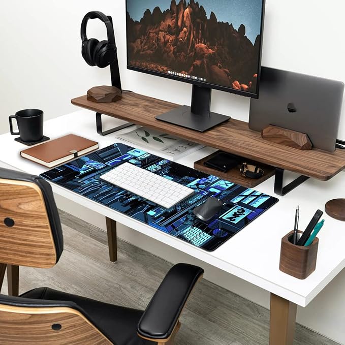 Japanese Gaming Arcade Blue Large Gaming Mouse Pad Keyboard Desk Pad Extended - Image 7