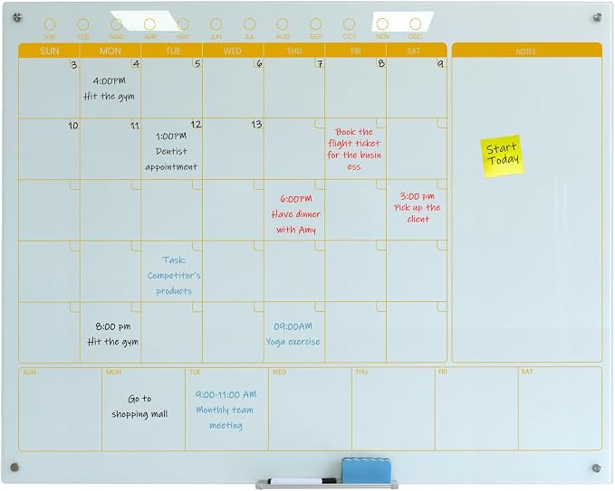 Magnetic Glass Planner Writeboard 36"X48" Monthly/Weekly 3 in 1 Calendar - Image 2