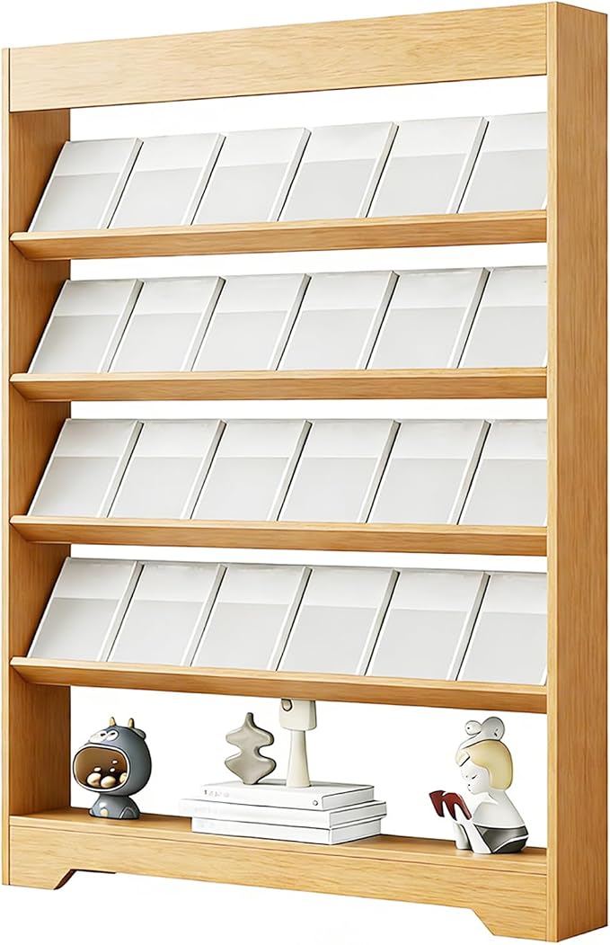 LHIUGE 5-Layer Brochure Display Rack, Freestanding Wooden Magazine Rack by LHIUGE