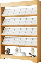 LHIUGE 5-Layer Brochure Display Rack, Freestanding Wooden Magazine Rack by LHIUGE