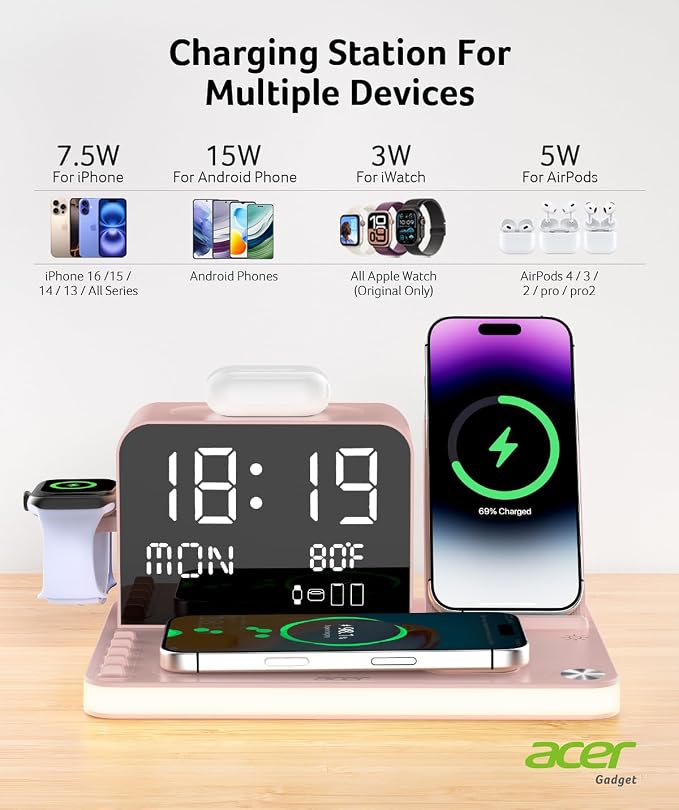 Acer 7-in-1 Wireless Charging Station - 30W Fast Wireless Charger - Image 5
