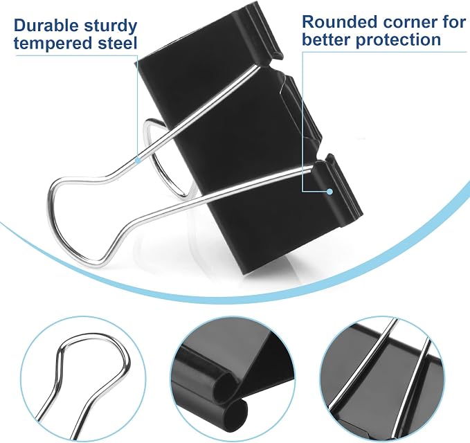 Large Binder Clips 1.6 Inch, Binder Clips Large Size, Big Paper Clips Clamps - Image 3