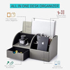 Vlando Office Desk Organizer Leather Desktop Organizer Caddy - Image 2