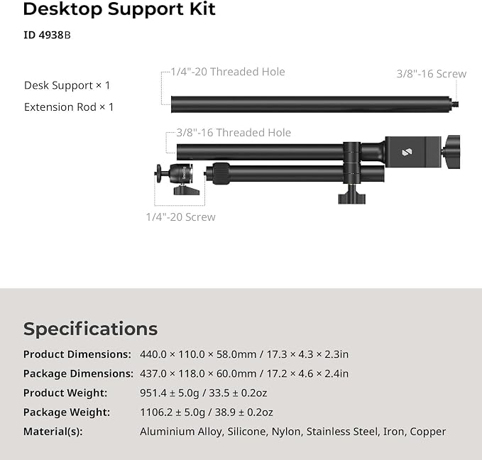 SMALLRIG Camera Desk Mount, Overhead Camera Arm Stand - Image 9