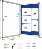 Mifuro 36"x24" Enclosed Bulletin Board, Lockable Weather-Resistant Aluminum - Image 5