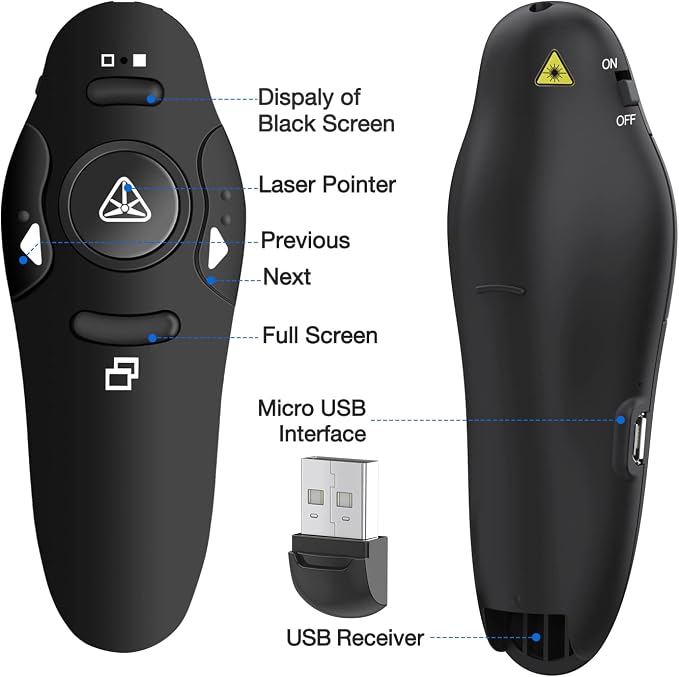 Rechargeable Presentation Clicker Wireless Presenter Remote USB Control - Image 8