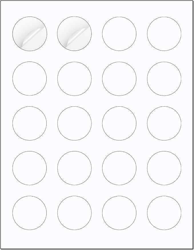 Methdic 1.5" Diameter High Visibility Printable Round Labels，Matte White，600 by Methdic