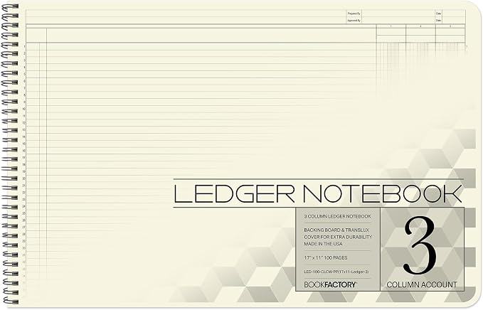 BookFactory Accounting Ledger Notebook/Large 3 Column Accounting Ledger by BookFactory