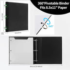 360° Pivotable 3 Ring Binder, Upgraded Foldable Binders 1 inch 2 Pack, Thin - Image 2