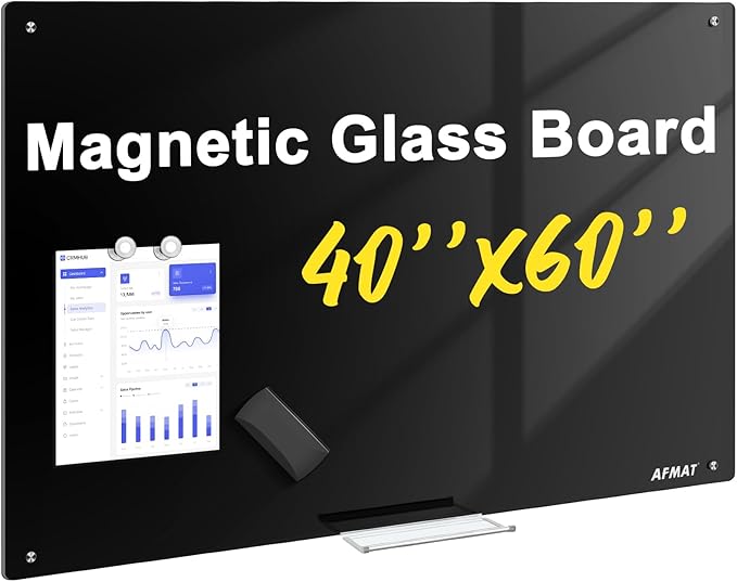 AFAMT Magnetic Dry Erase Board, 4mm Tempered Glass, Strong Magnetic Surface by AFMAT