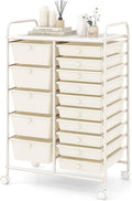 COSTWAY 15-Drawer Rolling Storage Cart, Mobile Utility Cart by COSTWAY