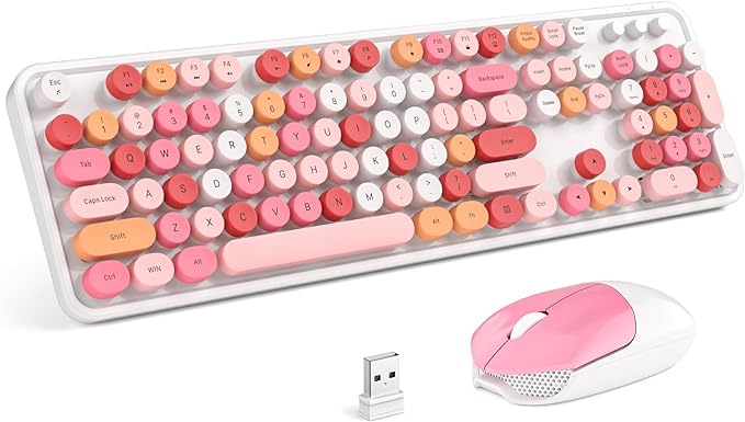 MOFII Wireless Keyboard and Mouse Combo, 2.4GHz Retro Full-Size Wireless by MOFII