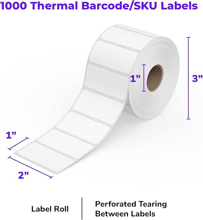 Rollo Direct Thermal 2x1 Barcode Labels - Image 2