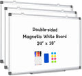 AMUSIGHT 3 Pack Double-Sided Magnetic Whiteboard, Aluminum Frame White Board by AMUSIGHT