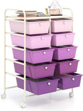 GOFLAME 10-Drawer Rolling Storage Cart, Art Craft Storage Organizer on Wheels by GOFLAME