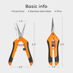 GROWNEER 3 Packs 6.5 Inch Pruning Shears Gardening Hand Pruning Snips Gardening - Image 4