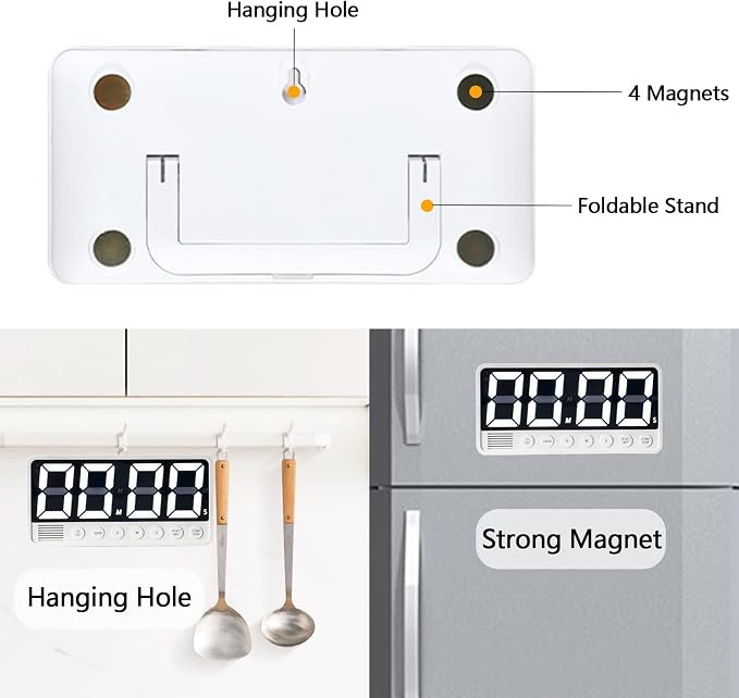 Digital Kitchen Timer with 7.1” Extra Large Display, Rechargeable Magnetic LED - Image 6