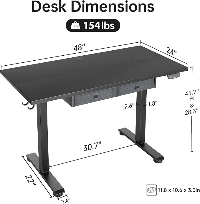 Agilestic Standing Desk with 2 Drawers, Adjustable Height Electric Desk with - Image 3
