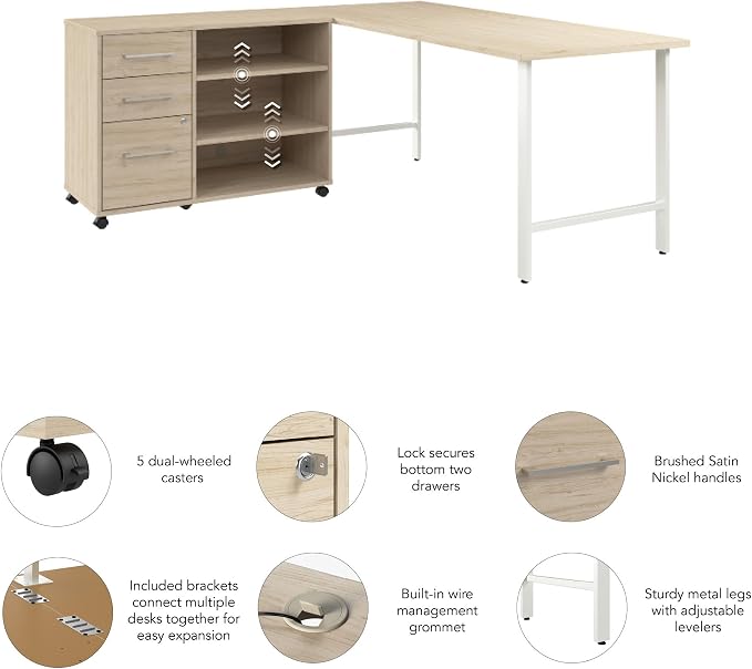 Bush Business Furniture Hustle 72W x 30D Computer Desk and Storage Cabinet - Image 8