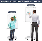 Mobile Whiteboard, 36x24 Inches Standing White Board on Wheels, Portable - Image 2