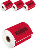 HOUSELABELS 4" x 6" Red Shipping Labels on 1" Core Compatible by HouseLabels