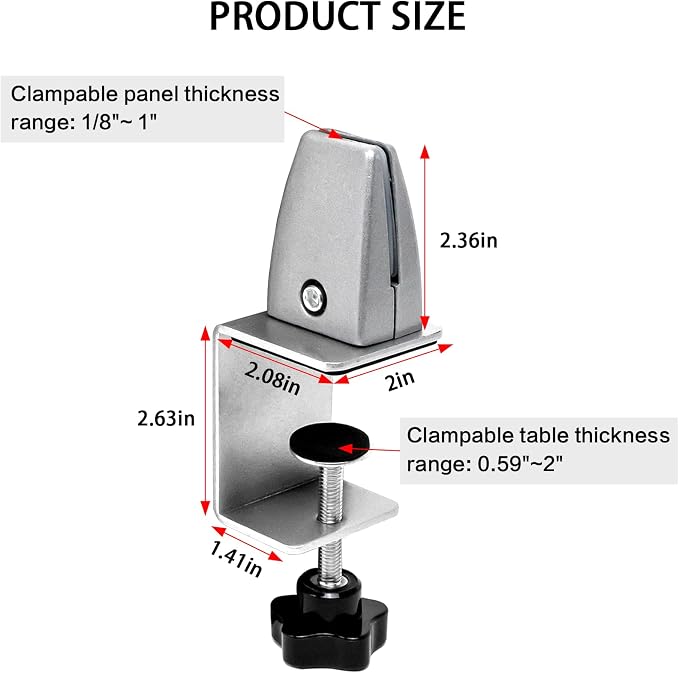 6-Pack Desk Shield Clamp for 2 to 20mm Thick Panel, Adjustable Desk Divider - Image 3