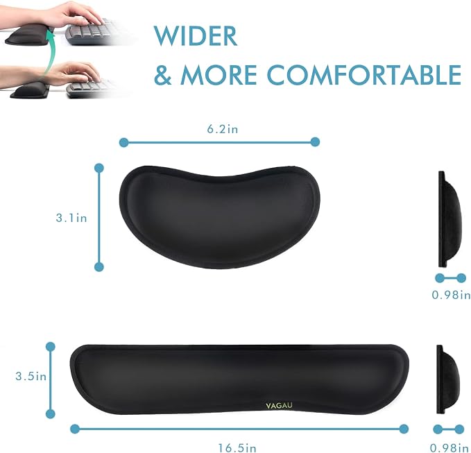 VAGAU Premium Keyboard Wrist Rest and Mouse Pad Wrist Support, Ergonomic Memory - Image 6