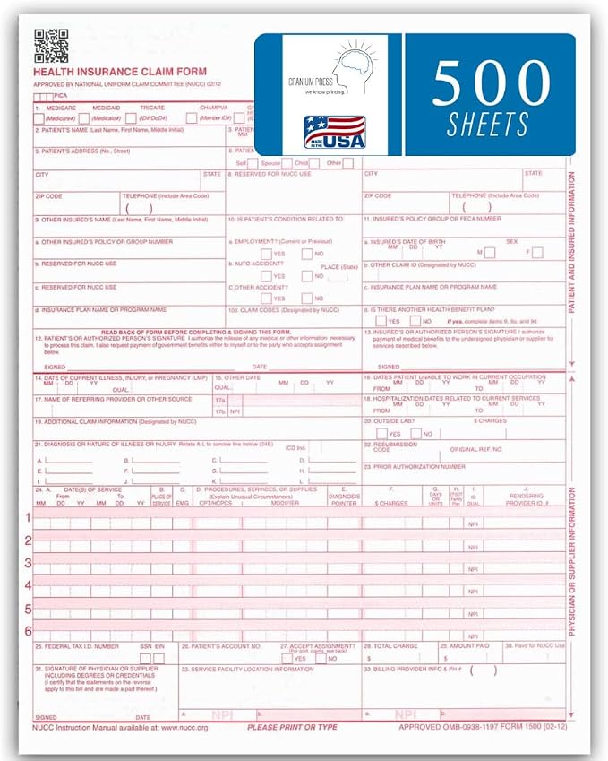 CMS 1500 Claim Forms by CraniumPress