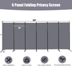 Room Divider 6FT Folding Privacy Screens, 6 Panel Partition Room Dividers - Image 4