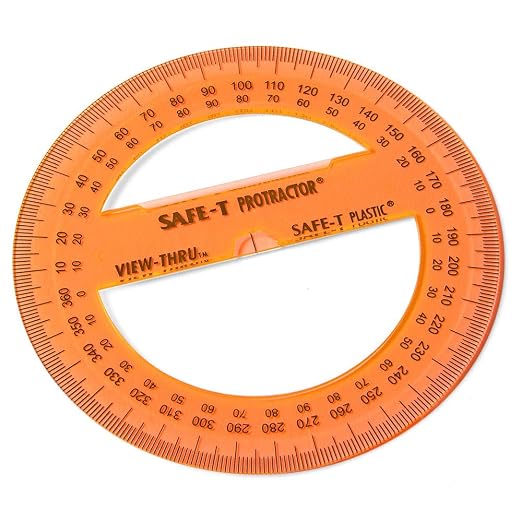 hand2mind Clear 4” Safe-T 360 Degree Protractor Set, Circle Protractor - Image 4