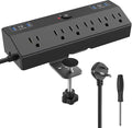 Desk Clamp Power Strip 2 USB C Desktop Mount Outlet Charging Station, 10FT by Fararaka