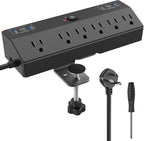 Desk Clamp Power Strip 2 USB C Desktop Mount Outlet Charging Station, 10FT by Fararaka