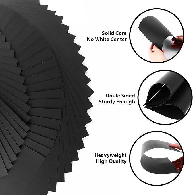 200 Sheets Black Cardstock 11” x 17”, 92lb/250gsm Card Stock, Thick Card Stock - Image 3
