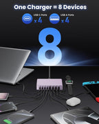 200W USB C Charger Block, GaN IV Charging Station 8 Ports, QC4.0 Fast Charging - Image 3