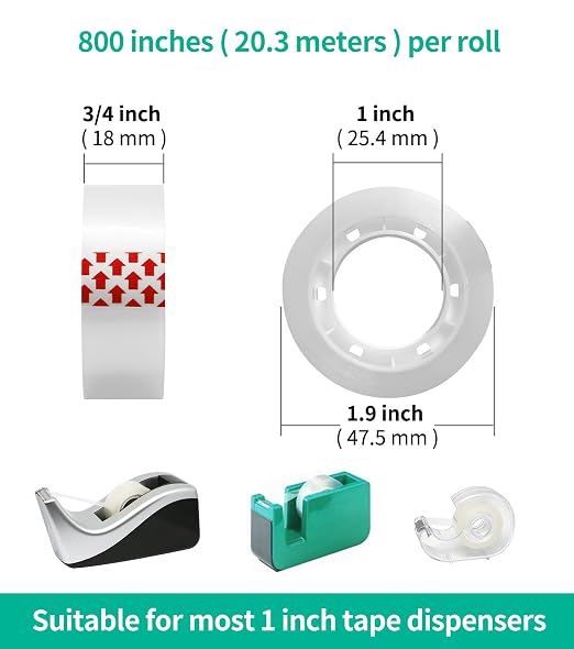 GIBIBU 24 Rolls Transparent Tape Refills, Glossy Gift Wrap Tapes - Image 2