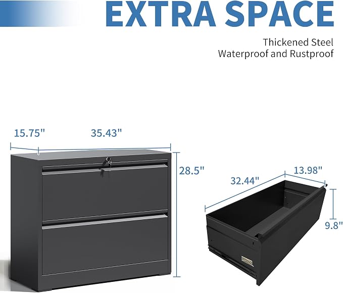 FLIXELIO File Cabinets 2 Drawer, Metal Office Storage Filing Cabinet - Image 3