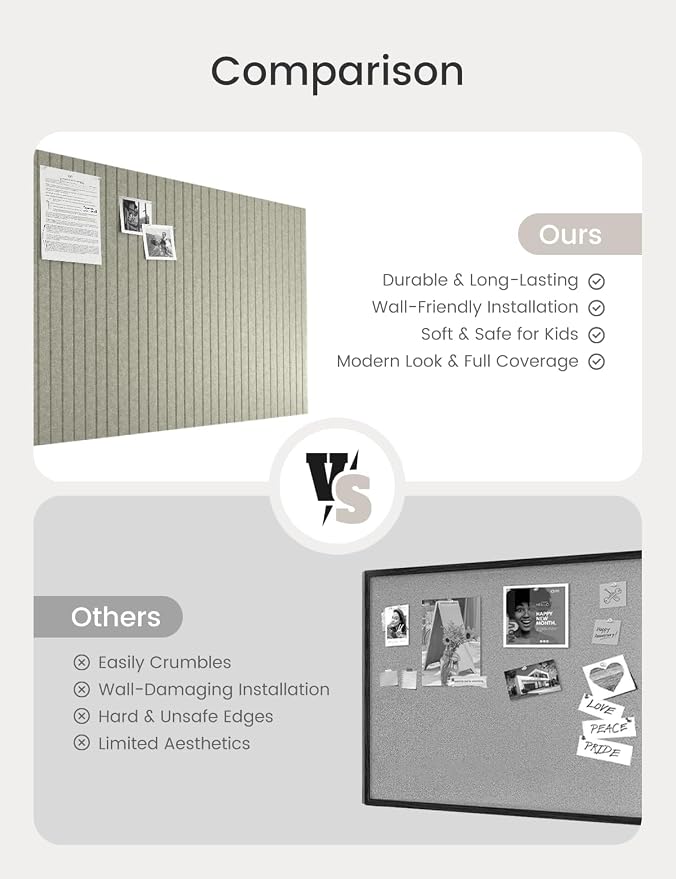 Bumusty Large Cork Board Alternative-47 x35 Felt Bulletin Board Tiles, - Image 8