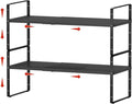 jkxoo 2Pack Expandable Cabinet Shelf Organizers, Stackable Metal Shelves by jkxoo