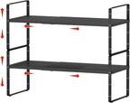 jkxoo 2Pack Expandable Cabinet Shelf Organizers, Stackable Metal Shelves by jkxoo