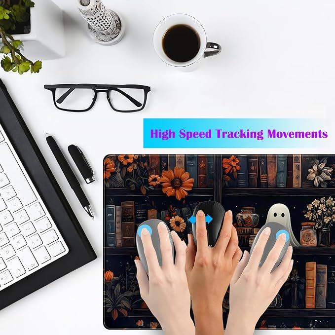 Cute Ghost Desk Mat Dark Vintage Large Mouse Pad Gaming Black Mouse Pad XXL - Image 4