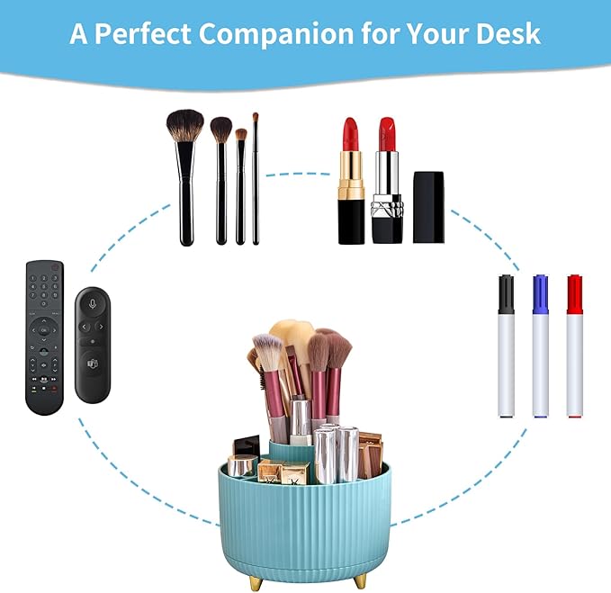 Marbrasse Desk Organizer, 360-Degree Rotating Pen Holder, Desk Organizers and - Image 6