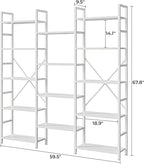 SUPERJARE Triple 5 Tier Bookshelf, Bookcase - Image 3