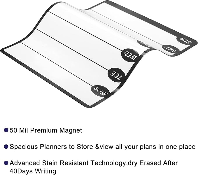 Outus 2 Pieces Magnetic Weekly Dry Erase Boards Erasable Weekly Calendars - Image 6