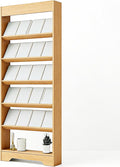 LHIUGE 6-Layer Brochure Display Rack, Freestanding Wooden Magazine Rack by LHIUGE